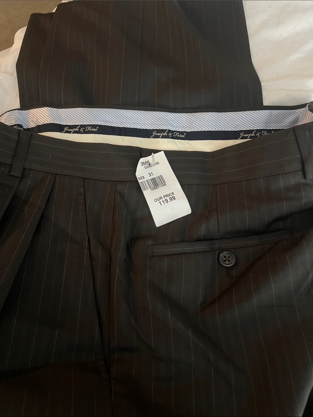 Joseph & Feiss Dark Brown Pinstripe Dress Pants